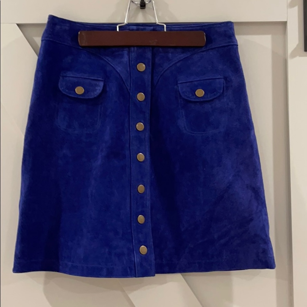 NWT Anthropologie leather skirt royal blue size 2